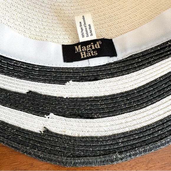 Magid Summer Floppy Hat Black & White Swirls 100% Straw - Picture 10 of 10